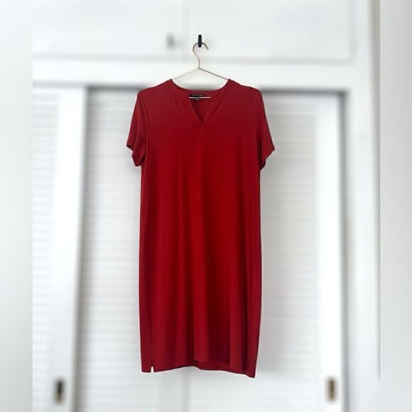 EILEEN FISHER Viscose Jersey Split Neck Dress Mandarin Size M - Picture 16 of 16